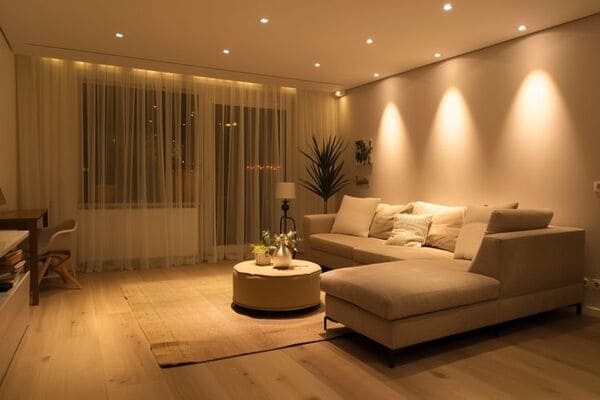 Sala simples e organizada com luz natural
